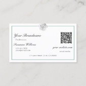Lieblich White Rose on Green mit Initials QR Code Visitenkarte (Rückseite)