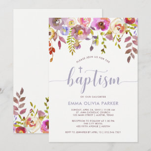 Lieblich zart floral Tauflanung Einladung