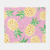 Liebliche Ananas auf grunge rosa Polka Punkte Back Fleecedecke (Vorderseite (Horizontal))