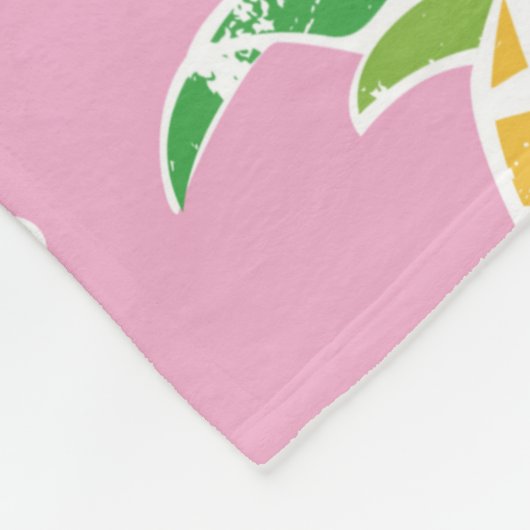 Liebliche Ananas auf grunge rosa Polka Punkte Back Fleecedecke (Ecke)
