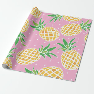 Liebliche Ananas auf grunge rosa Polka Punkte Back Geschenkpapier