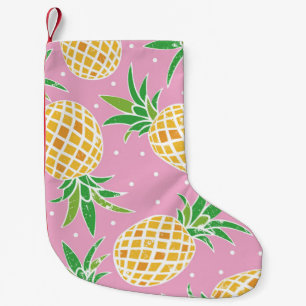 Liebliche Ananas auf grunge rosa Polka Punkte Back Kleiner Weihnachtsstrumpf