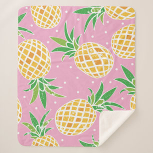 Liebliche Ananas auf grunge rosa Polka Punkte Back Sherpadecke