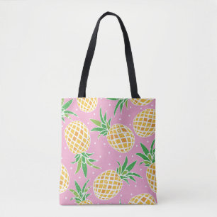 Liebliche Ananas auf grunge rosa Polka Punkte Back Tasche