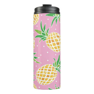 Liebliche Ananas auf grunge rosa Polka Punkte Back Thermosbecher