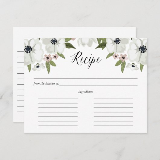 Liebliche Anemones Rezept Card (Vorne/Hinten)