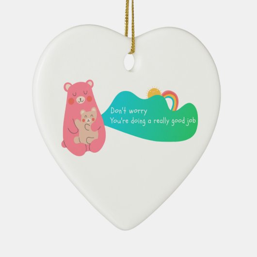 Liebliche Bärenfamilie Keramik Ornament (Rechts)