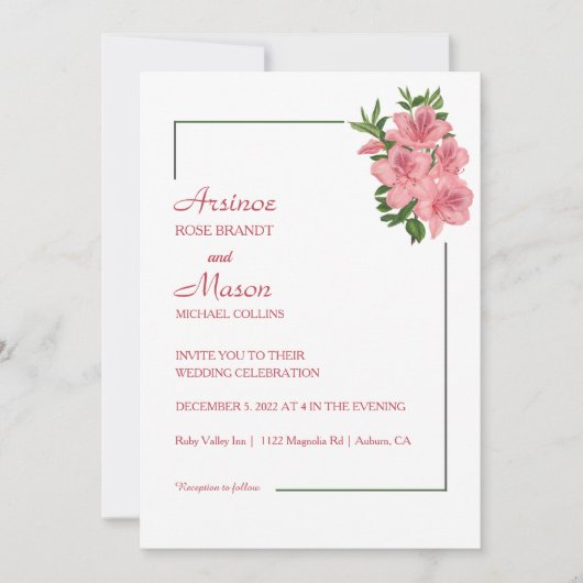 Liebliche bemalte Hibiskus Hochzeit Einladung (Vorderseite)