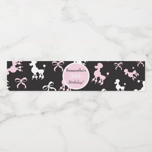 Liebliche Birthday Poodles Wasserflaschenetikett (Einzelnes Label)