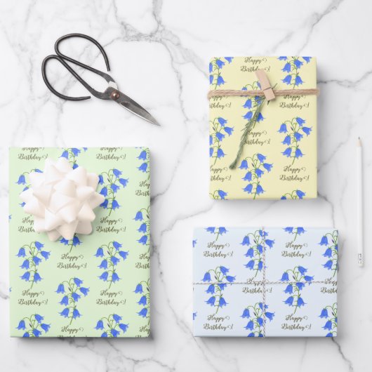 Liebliche Bluebells Geschenkpapier Set (Vorderseite)