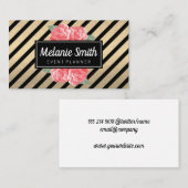 Liebliche Blume Glitzer Streifen Visitenkarte (Vorne/Hinten)