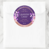 Liebliche Blumenmarken Lila und Rose Gold Runder Aufkleber (Tasche)