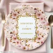 Liebliche Blush-Gold-Hochzeitspapier-Teller Pappteller