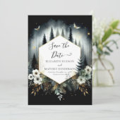 Liebliche Boho-verzauberte Waldhochzeit Save The Date (Stehend Vorderseite)