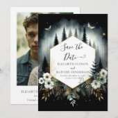 Liebliche Boho-verzauberte Waldhochzeit Save The Date (Vorne/Hinten)
