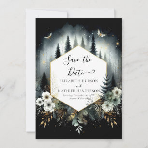Liebliche Boho-verzauberte Waldhochzeit Save The Date