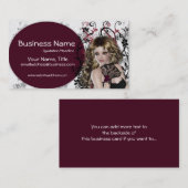 Liebliche braune haarige Lady - Fantasy Business C Visitenkarte (Vorne/Hinten)