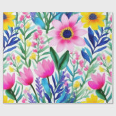 Liebliche bunte Blume und Vögel Umschlagpapier Geschenkpapier (Flach)