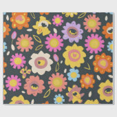 Liebliche bunte Blume und Vögel Umschlagpapier Geschenkpapier (Flach)