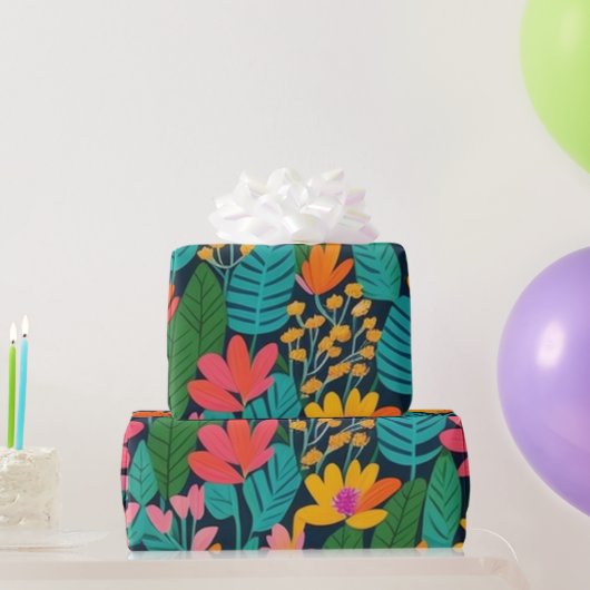 Liebliche bunte Blume und Vögel Umschlagpapier Geschenkpapier (Partygeschenke)