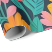 Liebliche bunte Blume und Vögel Umschlagpapier Geschenkpapier (Rolleneckpunkt)