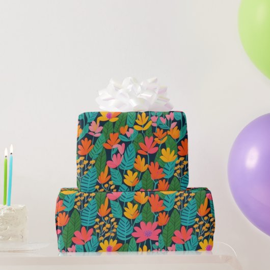 Liebliche bunte Blume und Vögel Umschlagpapier Geschenkpapier (Partygeschenke)