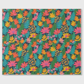 Liebliche bunte Blume und Vögel Umschlagpapier Geschenkpapier (Flach)