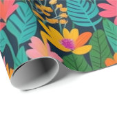 Liebliche bunte Blume und Vögel Umschlagpapier Geschenkpapier (Rolleneckpunkt)