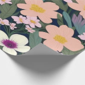 Liebliche bunte Blume und Vögel Umschlagpapier Geschenkpapier (Ecke)