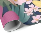 Liebliche bunte Blume und Vögel Umschlagpapier Geschenkpapier (Rolleneckpunkt)