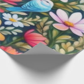 Liebliche bunte Blume und Vögel Umschlagpapier Geschenkpapier (Ecke)