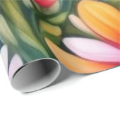 Liebliche bunte Blume und Vögel Umschlagpapier Geschenkpapier (Rolleneckpunkt)