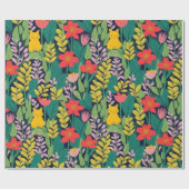 Liebliche bunte Blume und Vögel Umschlagpapier Geschenkpapier (Flach)