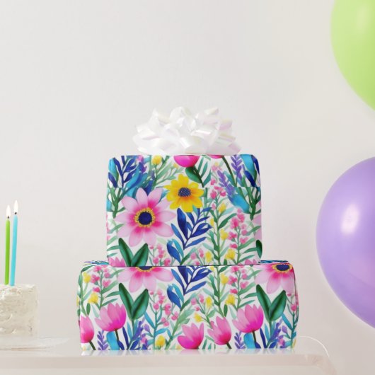 Liebliche bunte Blume und Vögel Umschlagpapier Geschenkpapier (Partygeschenke)