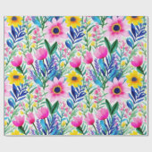 Liebliche bunte Blume und Vögel Umschlagpapier Geschenkpapier (Flach)