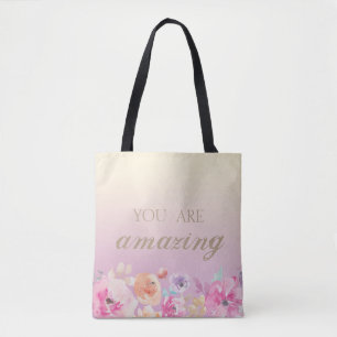 Liebliche bunte Wasserfarben Blumen Tasche