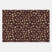 Liebliche Burgunder und Gold Leopard Print Geschenkpapier Set (Vorderseite 2)