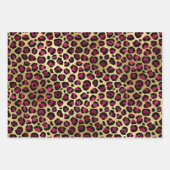 Liebliche Burgunder und Gold Leopard Print Geschenkpapier Set (Vorderseite 3)