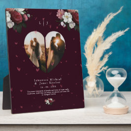 Liebliche Burgundy Custom Heart Form Paare Fotos Fotoplatte
