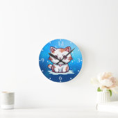Liebliche Cat Kawaii Style Clipart-47758 Runde Wanduhr (Zuhause)