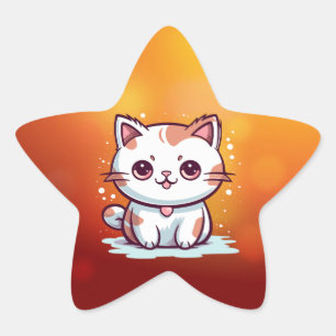 Liebliche Cat Kawaii Style Clipart-47758 Stern-Aufkleber