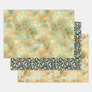 Liebliche Cheetah Print and Giraffe Spots Geschenkpapier Set