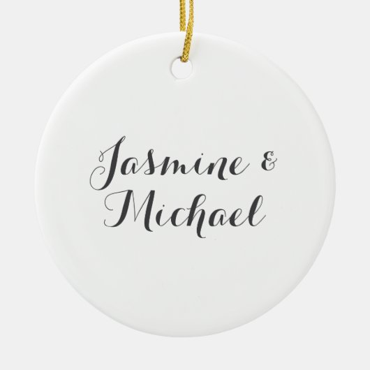 Liebliche Chic Calligraphy Couple Names Keramik Ornament (Vorne)