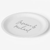 Liebliche Chic Calligraphy Couple Names Pappteller (Schrägansicht)