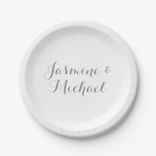 Liebliche Chic Calligraphy Couple Names Pappteller (Vorderseite)