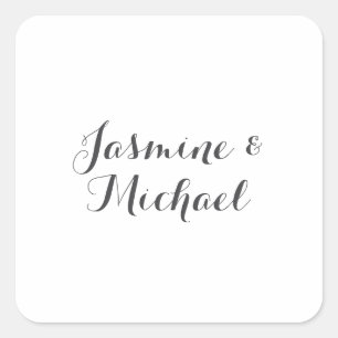 Liebliche Chic Calligraphy Couple Names Quadratischer Aufkleber