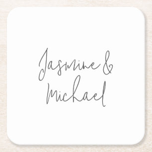 Liebliche Chic Calligraphy Couple Names Rechteckiger Pappuntersetzer