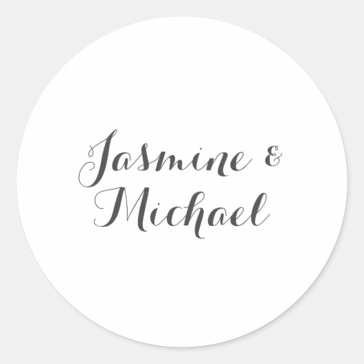 Liebliche Chic Calligraphy Couple Names Runder Aufkleber (Vorderseite)