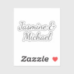 Liebliche Chic Calligraphy Couple Names Wedding Aufkleber<br><div class="desc">Sie können die Schriftart,  Hintergrundbild und Farbe,  Buchstaben und Buchstaben leicht ändern.</div>