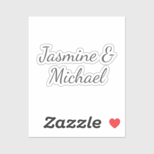 Liebliche Chic Calligraphy Couple Names Wedding Aufkleber